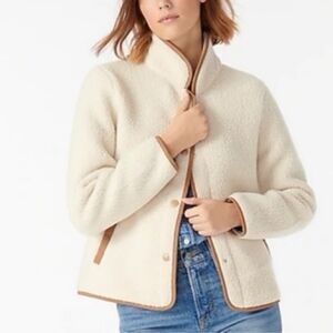 J.Crew Vintage Fleece Cardigan Full Snap Sherpa Polartec Jacket Sherpa Cream S